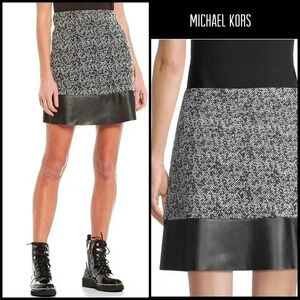 MICHAEL Michael Kors Tweed Jacquard Faux Leather Trim Hem Mini Skirt